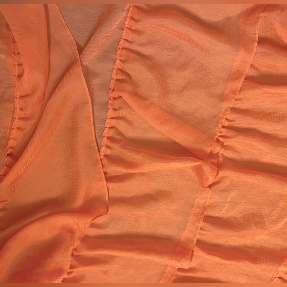 🌹 Beautiful 🌹 Orange Sheer Ruffle Shower Curtain - Picture 3 of 6